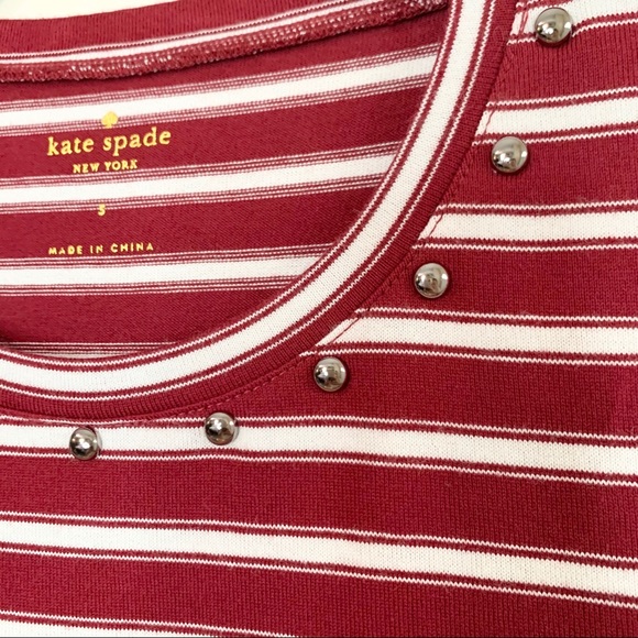 NWT Kate Spade Red White Stripe Fringe Knit Top - Picture 8 of 14